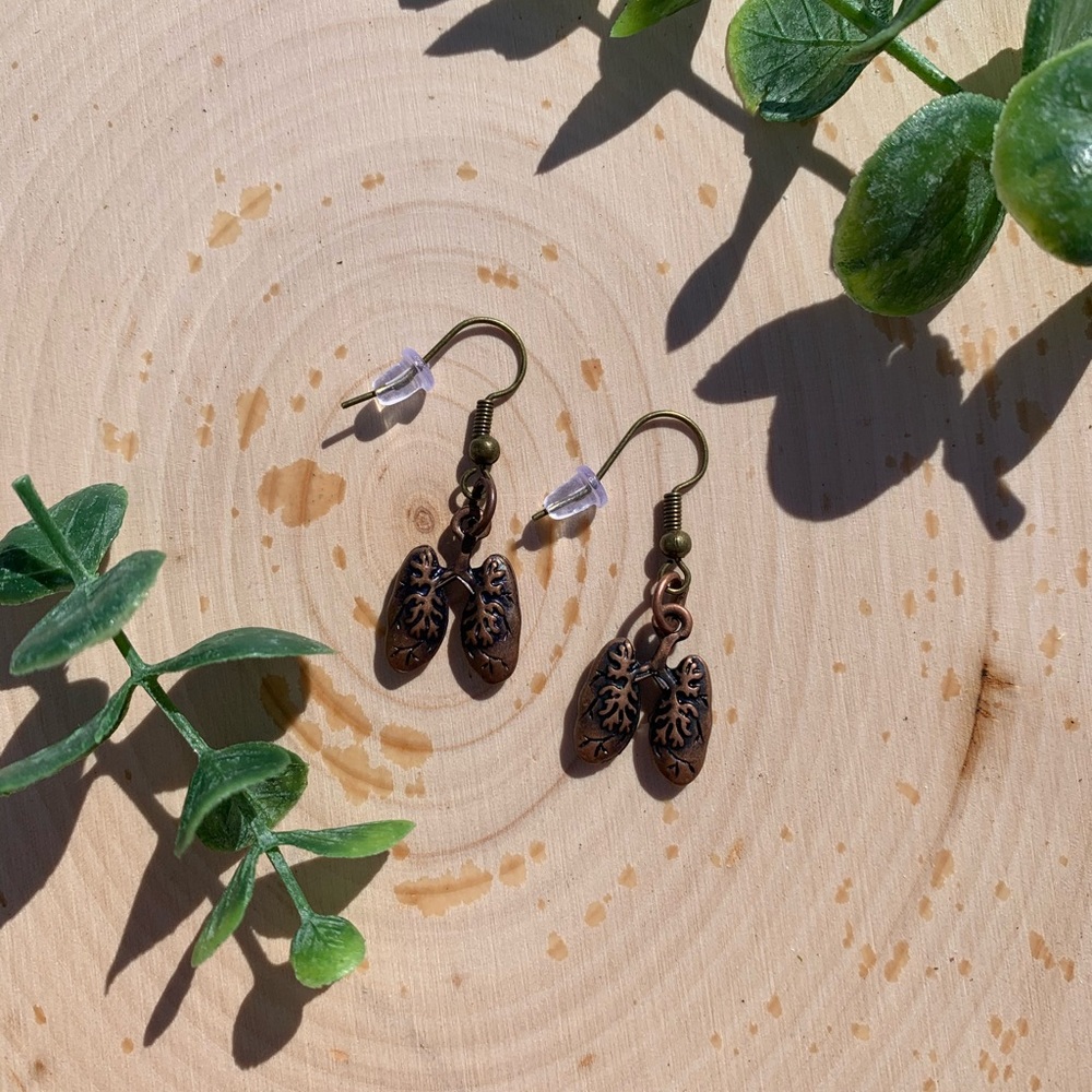 Faux Tarnished Copper Lungs Earrings